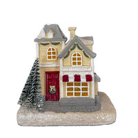 White House with Red Door & Tree 12cm