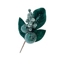 Emerald Leaf Berry Spray 35cm