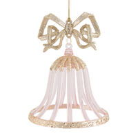 Pink Gold Bow Bell Hanging 13cm