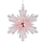 Clear Pink Snowflake Hanging 11cm