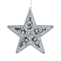 Star Drop Iridescent Silver Hanging 12cm
