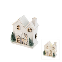 White w. Tree Ceramic LED House Small 14cm
