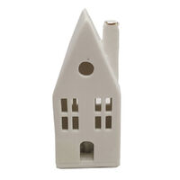 White Ceramic LED Circle House Small 14cm
