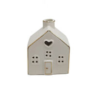 White Ceramic LED Heart House Small 9cm