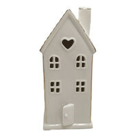White Ceramic LED Heart House Large 21cm