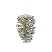 Sequin Pine Cone Platinum 15cm