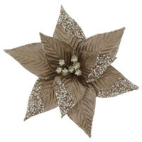 Poinsettia Tan Glitter Petals 26cm