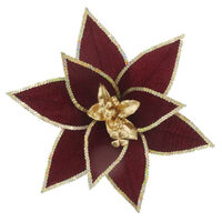 Poinsettia Burgundy Gold Edge 38cm
