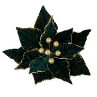 Poinsettia Emerald Gold Glitter Edge 30cm