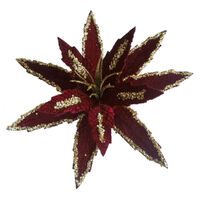 Poinsettia Red w. Gold Crust Leaves 34cm
