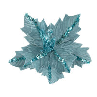 Poinsettia Tiffany Blue w. Sequins 26cm