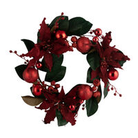 Rouge Berry Poinsettia Wreath 61cm