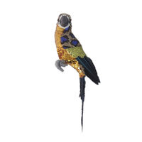 Sequin Perched Parrot Blue Wings 42cm