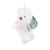 Fabric White Hanging Bear 11cm