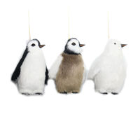Faux Fur Penguin Hanging 12cm 1pc