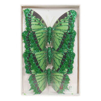 Feather Butterfly Pack of 3 Emerald 12cm