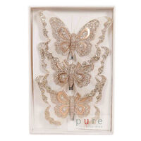 Feather Butterfly Pack of 3 Cream 12cm