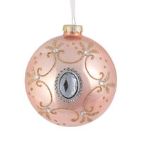 Pink Gemstone Bauble Glass 10cm
