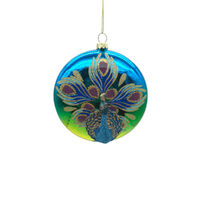 Peacock Bauble Glass 10cm