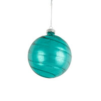Shiny Tiffany Blue Swirl Bauble Glass 10cm