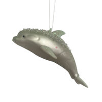 Glass Aqua Sequin Dolphin Glass 14cm