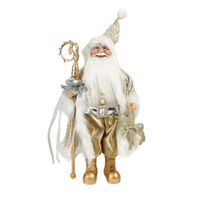 Fabric Santa Champagne w. Staff 46cm