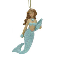 Aqua Mermaid w. Conch Hanging 5cm