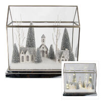 House Scene w. LED Lights Silver 33cm