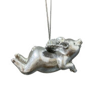 Silver Flying Pig Hanging 8cm