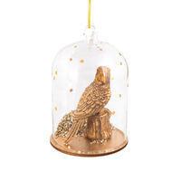 Gold Bird In Cloche Hanging 11cm