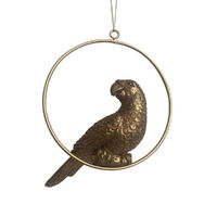 Gold Bird In Hoop Hanging 12cm