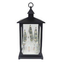 Black LED Lantern w. House 48cm