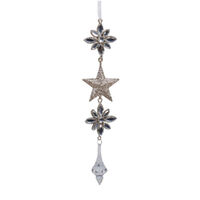 Metal Clear Silver Gold Star Drop 25cm