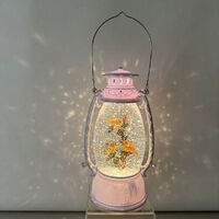 Lantern White Oval Birds in Tree 25cm