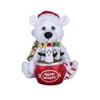 Polar Bear with Trio of Penguins 27cm