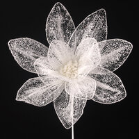 White Organza Finish Poinsettia Stem 50cm