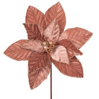 Coffee Poinsettia w. Glitter Details 50cm