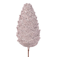 Silver Glitter Pinecone Pick 46cm