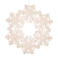 White Iridescent Snowflake Wreath Hanging 13cm