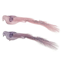Dusty Pink & Lavender Bird w. Clip 1pc 42cm
