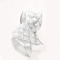 White Dupion Ribbon w. Diamond Design 500cm