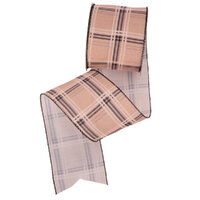 Natural Plaid Ribbon w. Wire Edging 10m