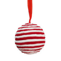 Candy Cane Fleece Bauble 10cm
