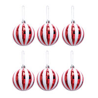 Candy Cane Ribbed Baubles 60mm 6pk