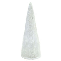 White Furry Cone Tree 37cm