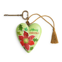 Poinsettia Merry Christmas Art Heart