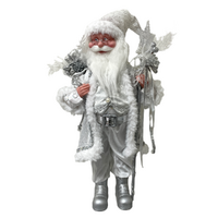 Silver Santa Standing Musical Wind Up 45cm