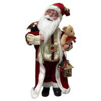 Red/Gold Santa Standing Musical Wind Up 45cm