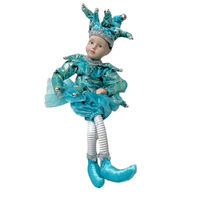 Blue Jester Sitting Girl Musical Wind Up 43cm