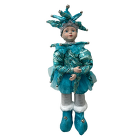 Blue Jester Standing Girl Musical Wind Up 43cm